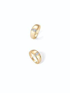 PAVOI 14K Gold Plated Chunky Dome Statement Ring Marquise CZ Dome Ring